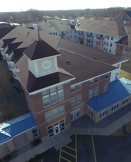 Arial shot of HRA Building